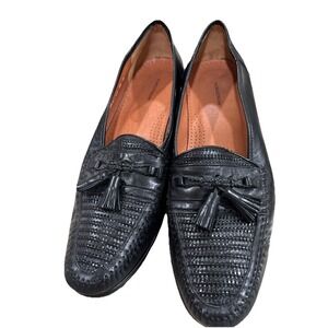 NORDSTROM Kappa Loafer Black Woven Leather Tassel Slip On Size 13 B